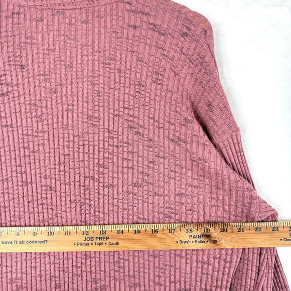Free People FP Beach Collared Ribbed V Neck LS Maxi Sweater Dress Womens L Pink - Picture 6 of 8